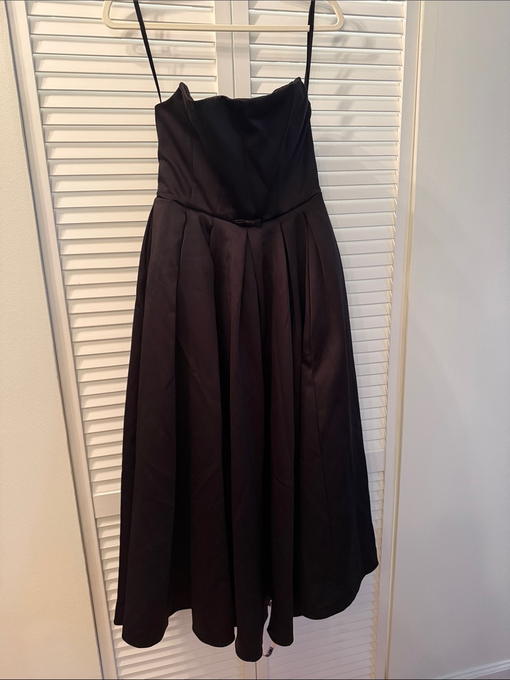 NWT House of CB “Contessa” Black Strapless Satin Corset Midi Dress